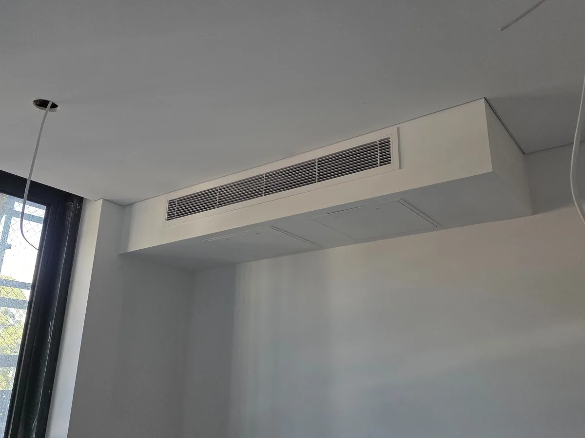 Completed apartment bulkhead grille installation